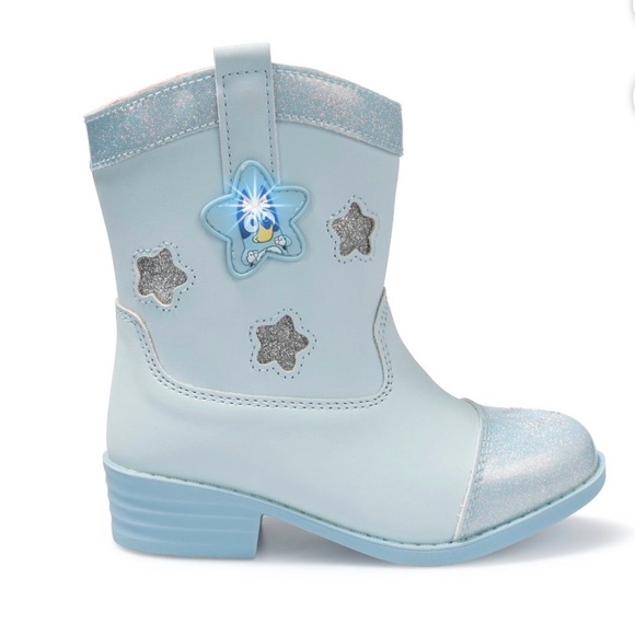 Bluey Light Blue Glitter Star Light Up Cowgirl Toddler Boots - Picture 2 of 5